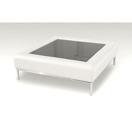 Table basse en simili cuir italien PALOMA, blanc