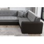 Canapé panoramique convertible - DAMIEN VELOURS - en tissu gris de qualité et caisse simili noir, 7 places, méridienne à gauche Canapé panoramique convertible - DAMIEN VELOURS - en tissu gris de qualité et caisse simili noir, 7 places, méridienne à gauche