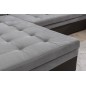 Canapé panoramique convertible - DAMIEN VELOURS - en tissu gris de qualité et caisse simili noir, 7 places, méridienne à gauche Canapé panoramique convertible - DAMIEN VELOURS - en tissu gris de qualité et caisse simili noir, 7 places, méridienne à gauche