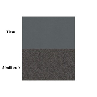 Canapé panoramique convertible - DAMIEN VELOURS - en tissu gris de qualité et caisse simili noir, 7 places, méridienne à gauche