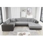 - Canapé panoramique convertible - DAMIEN VELOURS - en velours gris clair gris foncé de qualité, 7 places, gris, méridienne à dr - Canapé panoramique convertible - DAMIEN VELOURS - en velours gris clair gris foncé de qualité, 7 places, gris, méridienne à dr