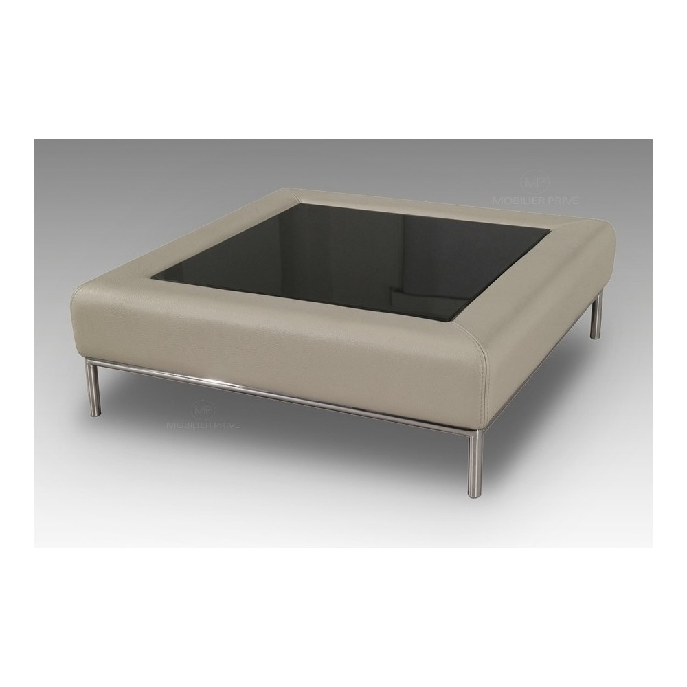 Table basse en simili cuir italien PALOMA, gris clair Table basse en simili cuir italien PALOMA, gris clair