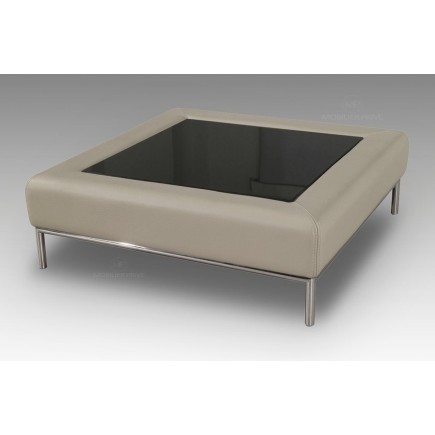 Table basse en simili cuir italien PALOMA, gris clair