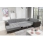 Canapé panoramique convertible - DAMIEN VELOURS - en velours gris clair et gris foncé de qualité, 7 places, méridienne à gauche Canapé panoramique convertible - DAMIEN VELOURS - en velours gris clair et gris foncé de qualité, 7 places, méridienne à gauche