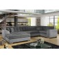 Canapé panoramique convertible - DAMIEN VELOURS - velours gris foncé et gris clair de qualité, 7 places, méridienne à gauche et Canapé panoramique convertible - DAMIEN VELOURS - velours gris foncé et gris clair de qualité, 7 places, méridienne à gauche et