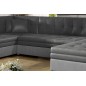 Canapé panoramique convertible - DAMIEN VELOURS - velours gris foncé et gris clair de qualité, 7 places, méridienne à gauche et Canapé panoramique convertible - DAMIEN VELOURS - velours gris foncé et gris clair de qualité, 7 places, méridienne à gauche et