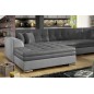 Canapé panoramique convertible - DAMIEN VELOURS - velours gris foncé et gris clair de qualité, 7 places, méridienne à gauche et Canapé panoramique convertible - DAMIEN VELOURS - velours gris foncé et gris clair de qualité, 7 places, méridienne à gauche et