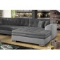 Canapé panoramique convertible - DAMIEN VELOURS - en velours gris foncé et gris clair de qualité, 7 places, méridienne à droite Canapé panoramique convertible - DAMIEN VELOURS - en velours gris foncé et gris clair de qualité, 7 places, méridienne à droite
