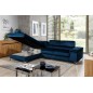 Canapé d'angle convertible - ERWAN - en velours luxe 5 places, bleu foncé, angle gauche (vu de face) Canapé d'angle convertible - ERWAN - en velours luxe 5 places, bleu foncé, angle gauche (vu de face)