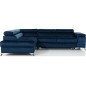 Canapé d'angle convertible - ERWAN - en velours luxe 5 places, bleu foncé, angle gauche (vu de face) Canapé d'angle convertible - ERWAN - en velours luxe 5 places, bleu foncé, angle gauche (vu de face)