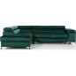 - Canapé d'angle convertible - ERWAN - en velours luxe 5 places, vert, angle gauche (vu de face) - Canapé d'angle convertible - ERWAN - en velours luxe 5 places, vert, angle gauche (vu de face)