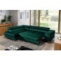 - Canapé d'angle convertible - ERWAN - en velours luxe 5 places, vert, angle gauche (vu de face) - Canapé d'angle convertible - ERWAN - en velours luxe 5 places, vert, angle gauche (vu de face)