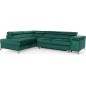 - Canapé d'angle convertible - ERWAN - en velours luxe 5 places, vert, angle gauche (vu de face) - Canapé d'angle convertible - ERWAN - en velours luxe 5 places, vert, angle gauche (vu de face)