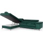 - Canapé d'angle convertible - ERWAN - en velours luxe 5 places, vert, angle gauche (vu de face) - Canapé d'angle convertible - ERWAN - en velours luxe 5 places, vert, angle gauche (vu de face)