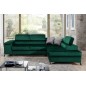 Canapé d'angle convertible - ERWAN - en velours luxe 5 places, vert, angle droit (vu de face) Canapé d'angle convertible - ERWAN - en velours luxe 5 places, vert, angle droit (vu de face)