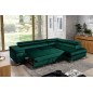 Canapé d'angle convertible - ERWAN - en velours luxe 5 places, vert, angle droit (vu de face) Canapé d'angle convertible - ERWAN - en velours luxe 5 places, vert, angle droit (vu de face)