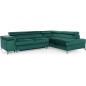Canapé d'angle convertible - ERWAN - en velours luxe 5 places, vert, angle droit (vu de face) Canapé d'angle convertible - ERWAN - en velours luxe 5 places, vert, angle droit (vu de face)