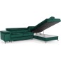 Canapé d'angle convertible - ERWAN - en velours luxe 5 places, vert, angle droit (vu de face) Canapé d'angle convertible - ERWAN - en velours luxe 5 places, vert, angle droit (vu de face)