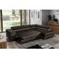 Canapé d'angle convertible - ERWAN - en velours luxe 5 places, chocolat, angle droit (vu de face) Canapé d'angle convertible - ERWAN - en velours luxe 5 places, chocolat, angle droit (vu de face)