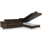 Canapé d'angle convertible - ERWAN - en velours luxe 5 places, chocolat, angle droit (vu de face) Canapé d'angle convertible - ERWAN - en velours luxe 5 places, chocolat, angle droit (vu de face)