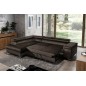 Canapé d'angle convertible - ERWAN - en velours luxe 5 places, chocolat, angle gauche (vu de face) Canapé d'angle convertible - ERWAN - en velours luxe 5 places, chocolat, angle gauche (vu de face)
