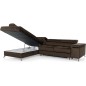 Canapé d'angle convertible - ERWAN - en velours luxe 5 places, chocolat, angle gauche (vu de face) Canapé d'angle convertible - ERWAN - en velours luxe 5 places, chocolat, angle gauche (vu de face)