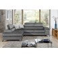 Canapé d'angle convertible - ERWAN - en velours luxe 5 places, gris, angle gauche (vu de face) Canapé d'angle convertible - ERWAN - en velours luxe 5 places, gris, angle gauche (vu de face)