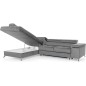 Canapé d'angle convertible - ERWAN - en velours luxe 5 places, gris, angle gauche (vu de face) Canapé d'angle convertible - ERWAN - en velours luxe 5 places, gris, angle gauche (vu de face)
