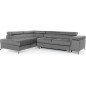 Canapé d'angle convertible - ERWAN - en velours luxe 5 places, gris, angle gauche (vu de face) Canapé d'angle convertible - ERWAN - en velours luxe 5 places, gris, angle gauche (vu de face)