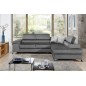 Canapé d'angle convertible - ERWAN - en velours luxe 5 places, gris, angle droit (vu de face) Canapé d'angle convertible - ERWAN - en velours luxe 5 places, gris, angle droit (vu de face)