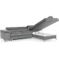 Canapé d'angle convertible - ERWAN - en velours luxe 5 places, gris, angle droit (vu de face) Canapé d'angle convertible - ERWAN - en velours luxe 5 places, gris, angle droit (vu de face)