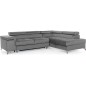 Canapé d'angle convertible - ERWAN - en velours luxe 5 places, gris, angle droit (vu de face) Canapé d'angle convertible - ERWAN - en velours luxe 5 places, gris, angle droit (vu de face)
