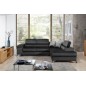 Canapé d'angle convertible - ERWAN - en velours luxe 5 places, anthracite, angle droit (vu de face) Canapé d'angle convertible - ERWAN - en velours luxe 5 places, anthracite, angle droit (vu de face)