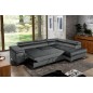Canapé d'angle convertible - ERWAN - en velours luxe 5 places, anthracite, angle droit (vu de face) Canapé d'angle convertible - ERWAN - en velours luxe 5 places, anthracite, angle droit (vu de face)