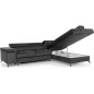 Canapé d'angle convertible - ERWAN - en velours luxe 5 places, anthracite, angle droit (vu de face) Canapé d'angle convertible - ERWAN - en velours luxe 5 places, anthracite, angle droit (vu de face)
