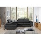 Canapé d'angle convertible - ERWAN - en velours luxe 5 places, anthracite, angle gauche (vu de face) Canapé d'angle convertible - ERWAN - en velours luxe 5 places, anthracite, angle gauche (vu de face)