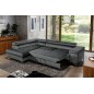 Canapé d'angle convertible - ERWAN - en velours luxe 5 places, anthracite, angle gauche (vu de face) Canapé d'angle convertible - ERWAN - en velours luxe 5 places, anthracite, angle gauche (vu de face)