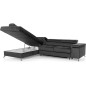 Canapé d'angle convertible - ERWAN - en velours luxe 5 places, anthracite, angle gauche (vu de face) Canapé d'angle convertible - ERWAN - en velours luxe 5 places, anthracite, angle gauche (vu de face)