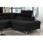 Canapé d'angle convertible - ERNEST - en tissu luxe 5 places, noir, angle droit (vu de face) Canapé d'angle convertible - ERNEST - en tissu luxe 5 places, noir, angle droit (vu de face)