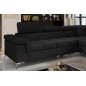 Canapé d'angle convertible - ERNEST - en tissu luxe 5 places, noir, angle droit (vu de face) Canapé d'angle convertible - ERNEST - en tissu luxe 5 places, noir, angle droit (vu de face)