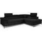 Canapé d'angle convertible - ERNEST - en tissu luxe 5 places, noir, angle droit (vu de face) Canapé d'angle convertible - ERNEST - en tissu luxe 5 places, noir, angle droit (vu de face)