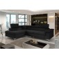 - Canapé d'angle convertible - ERNEST - en tissu luxe 5 places, noir, angle gauche (vu de face) - Canapé d'angle convertible - ERNEST - en tissu luxe 5 places, noir, angle gauche (vu de face)