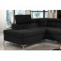 - Canapé d'angle convertible - ERNEST - en tissu luxe 5 places, noir, angle gauche (vu de face) - Canapé d'angle convertible - ERNEST - en tissu luxe 5 places, noir, angle gauche (vu de face)