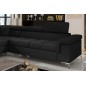 - Canapé d'angle convertible - ERNEST - en tissu luxe 5 places, noir, angle gauche (vu de face) - Canapé d'angle convertible - ERNEST - en tissu luxe 5 places, noir, angle gauche (vu de face)