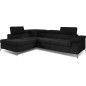 - Canapé d'angle convertible - ERNEST - en tissu luxe 5 places, noir, angle gauche (vu de face) - Canapé d'angle convertible - ERNEST - en tissu luxe 5 places, noir, angle gauche (vu de face)