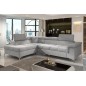 - Canapé d'angle convertible - ERNEST - en tissu luxe 5 places, gris, angle gauche (vu de face) - Canapé d'angle convertible - ERNEST - en tissu luxe 5 places, gris, angle gauche (vu de face)