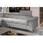 - Canapé d'angle convertible - ERNEST - en tissu luxe 5 places, gris, angle gauche (vu de face) - Canapé d'angle convertible - ERNEST - en tissu luxe 5 places, gris, angle gauche (vu de face)