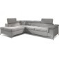 - Canapé d'angle convertible - ERNEST - en tissu luxe 5 places, gris, angle gauche (vu de face) - Canapé d'angle convertible - ERNEST - en tissu luxe 5 places, gris, angle gauche (vu de face)