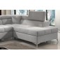 Canapé d'angle convertible - ERNEST - en tissu luxe 5 places, gris, angle droit (vu de face)