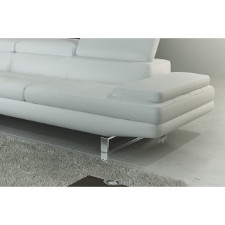 - Canapé d'angle en cuir italien 6 places BIRKIN, gris clair